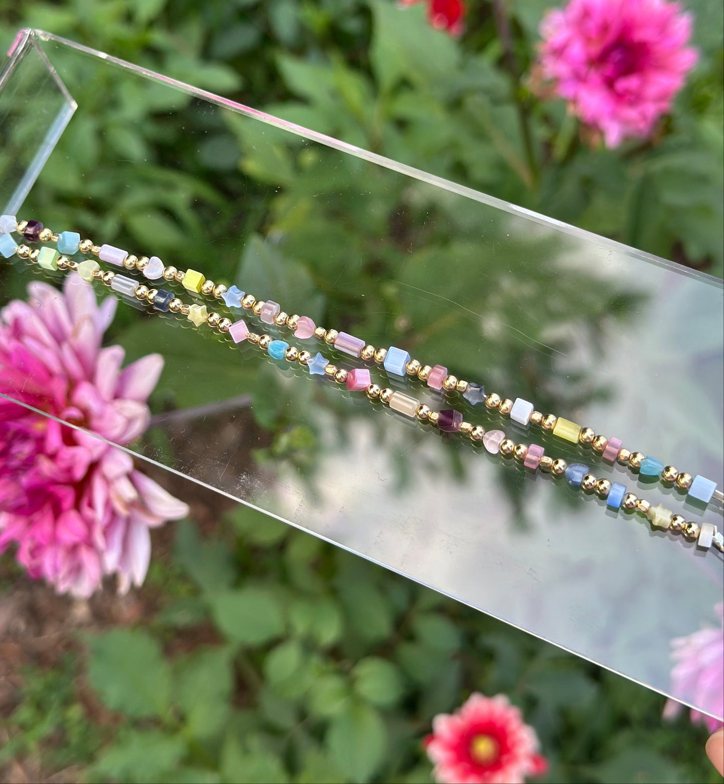 Cats Eye Gold Filled Beaded Bracelet with Clasp