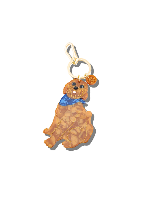 Hand-painted Goldendoodle Bag Charm Keychain | Eco-Friendly