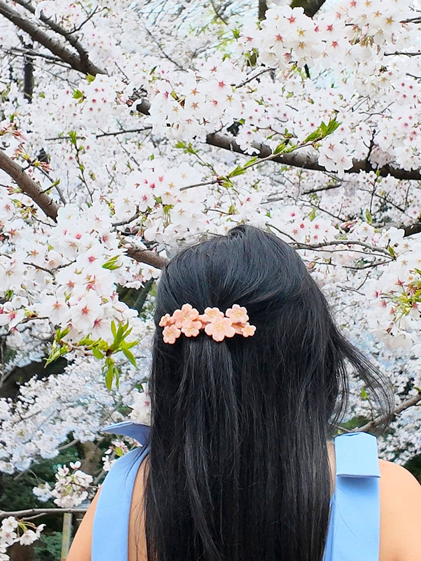 Hand-painted Cherry Blossom French Barrette Hair Clip | Eco-
