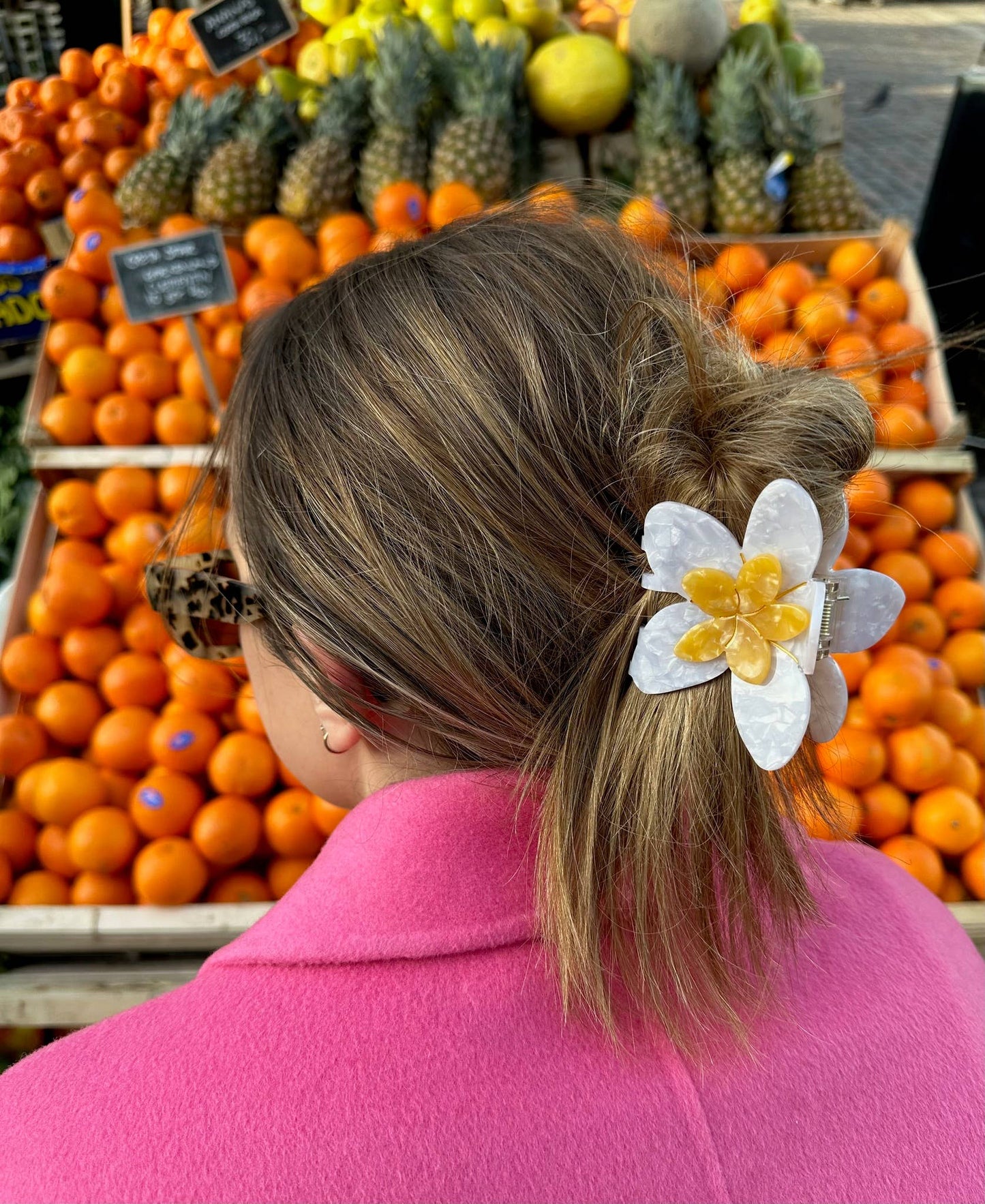 Hand-painted Frangipani Flower Claw Hair Clip | Eco-Friendly