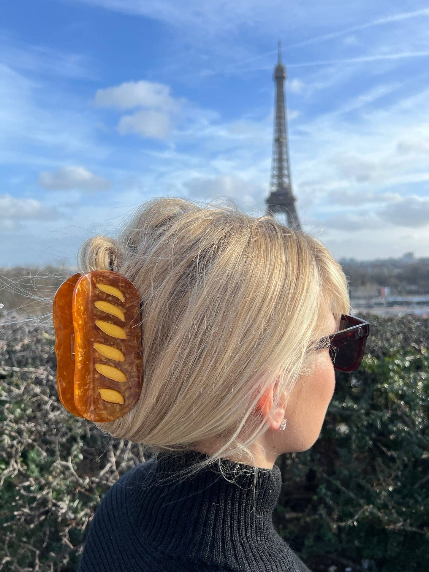 Hand-painted Baguette Bread Claw Hair Clip | Eco-Friendly