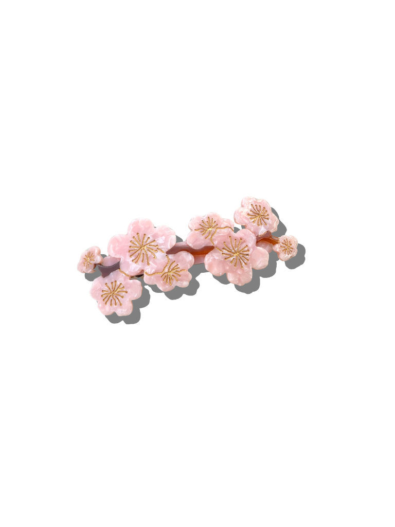 Hand-painted Cherry Blossom French Barrette Hair Clip | Eco-