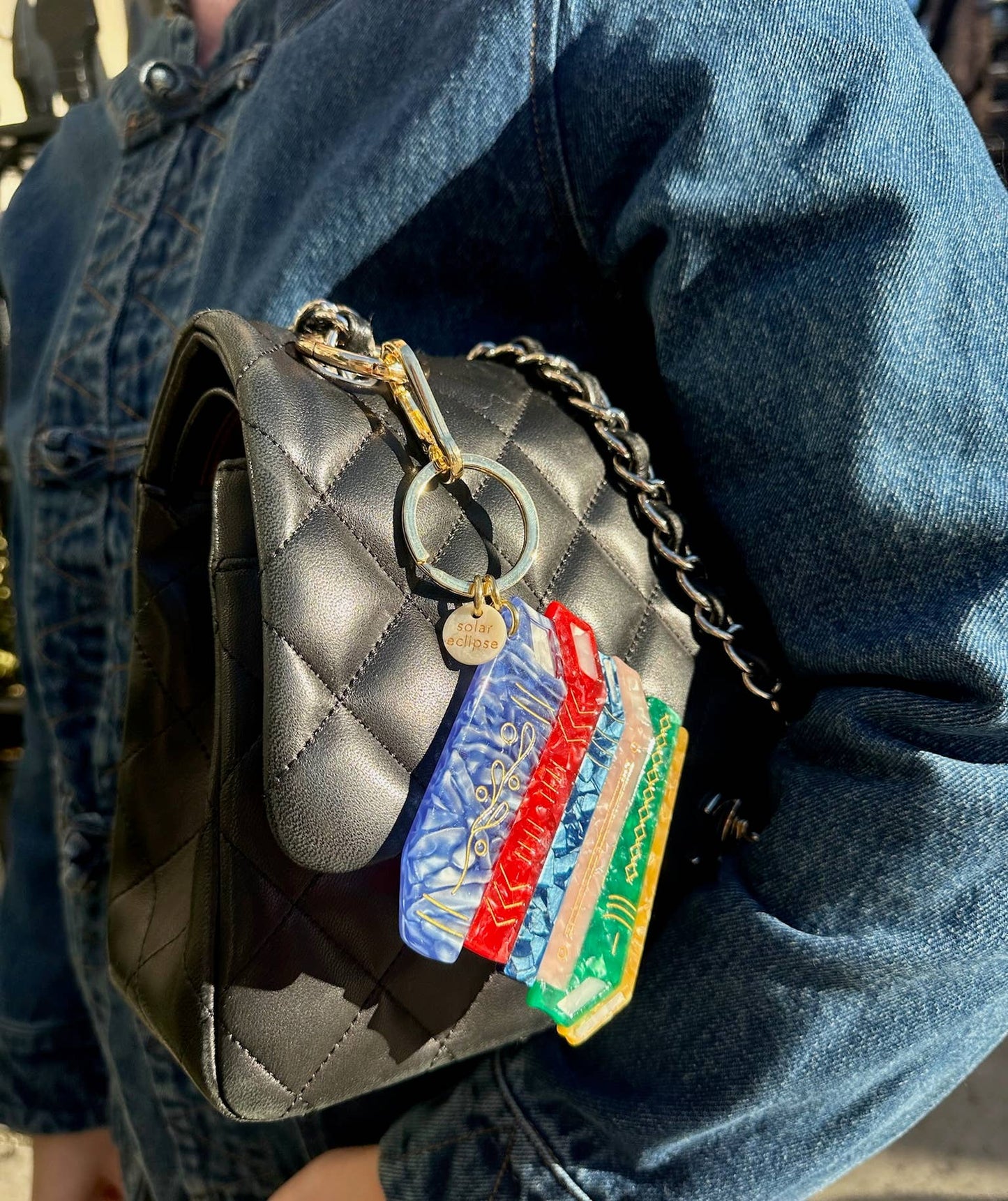 Hand-painted Book Stack Bag Charm + Keychain | Eco-Friendly