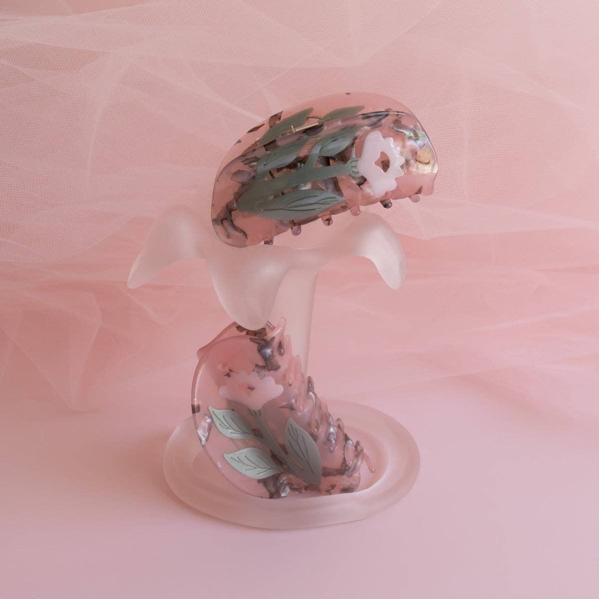 Woodland Sorrel Flower Hair Claw in Frosted Pink Acetate