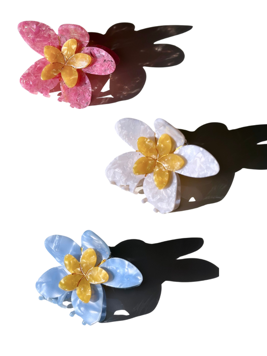 Hand-painted Frangipani Flower Claw Hair Clip | Eco-Friendly