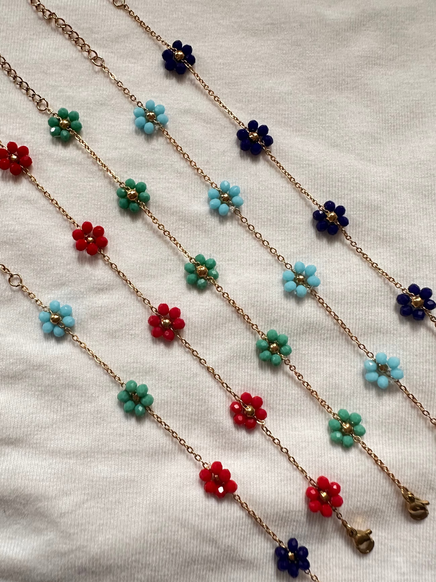 Bolds. Top to bottom: Navy blue, bright blue, teal green, red, mix