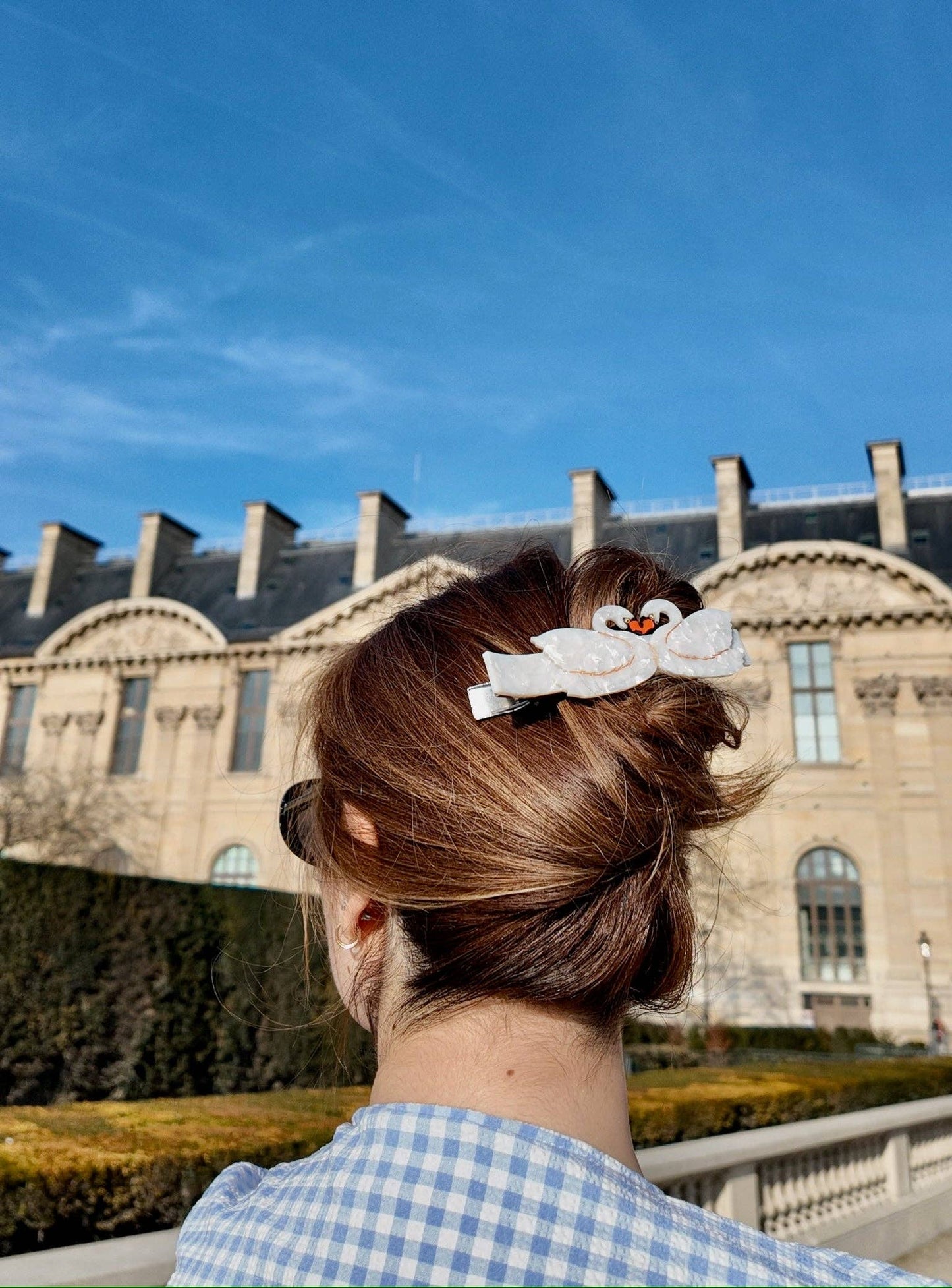 Hand-Painted Double Swan Lay Down Hair Clip | Eco-Friendly