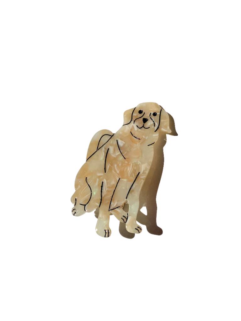 Hand-painted Golden Retriever Dog Barrette Hair Clip | Eco-Friendly