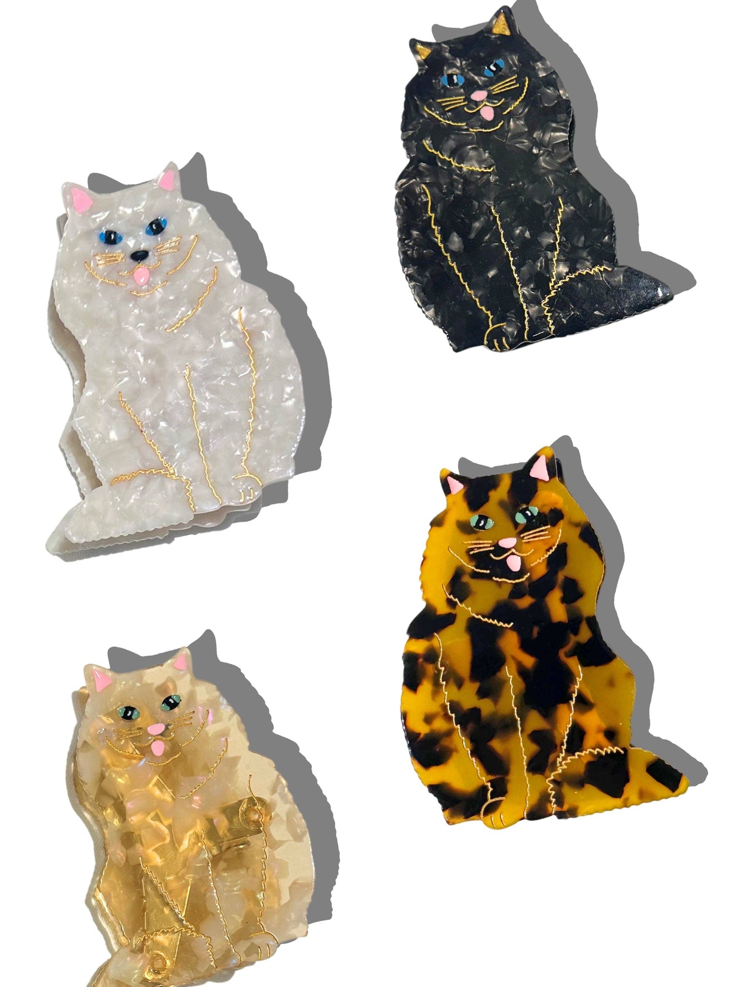 Hand-painted Persian Cat Claw Hair Clip | Eco-Friendly