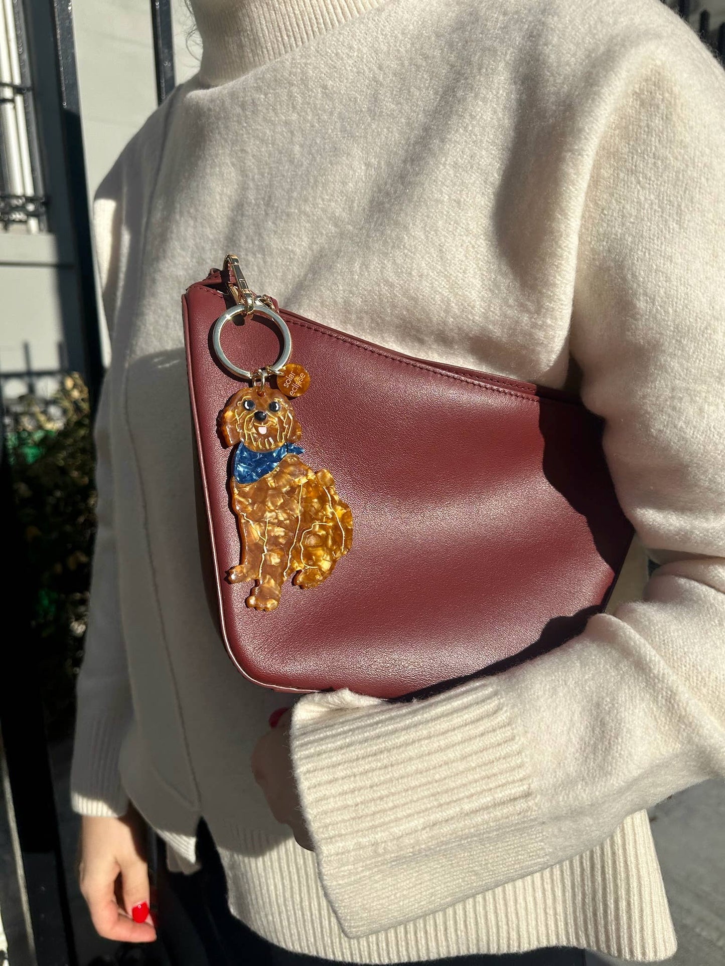 Hand-painted Goldendoodle Bag Charm Keychain | Eco-Friendly