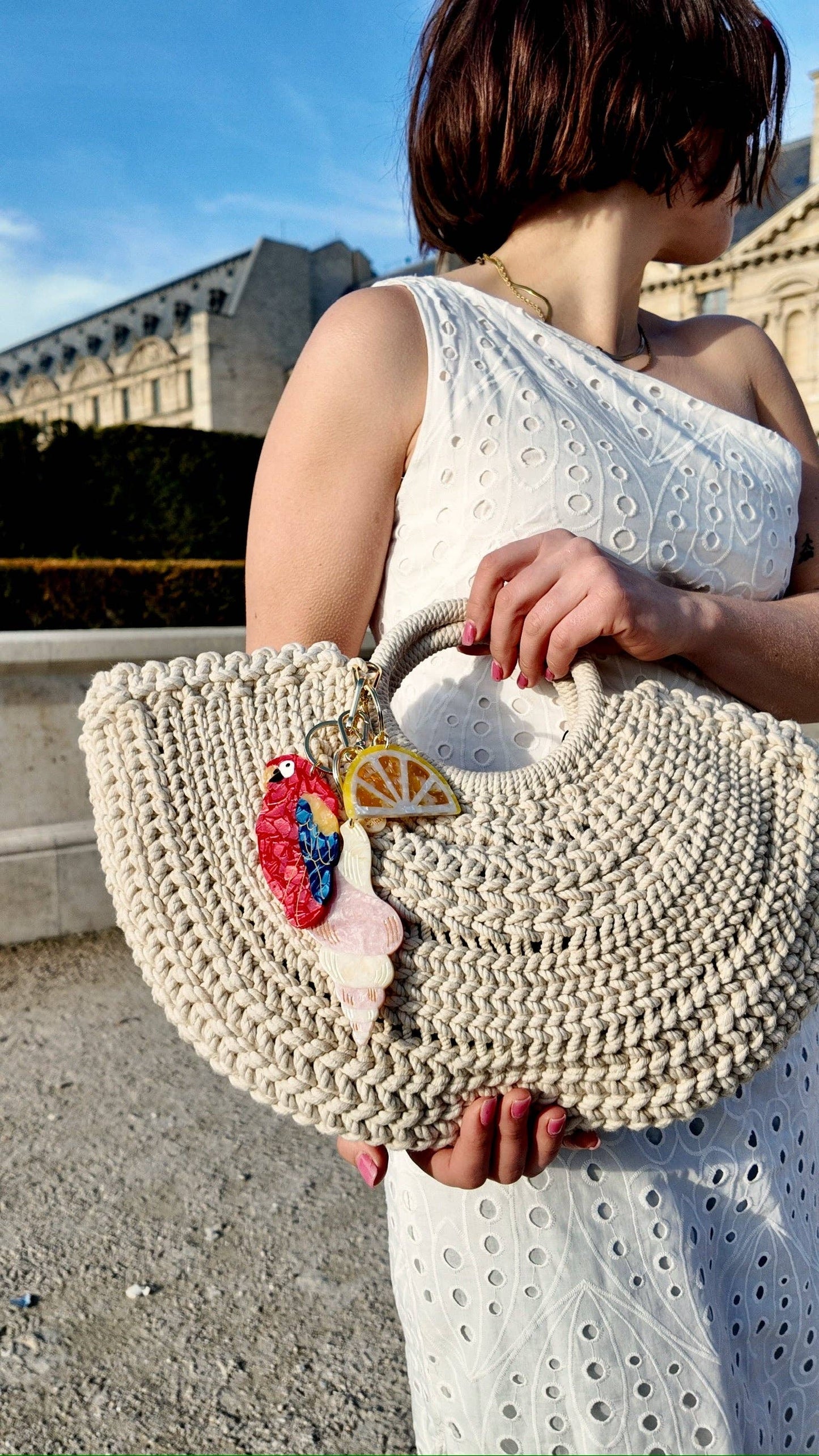 Hand-painted Parrot Bird Bag Charm + Keychain | Eco-Friendly