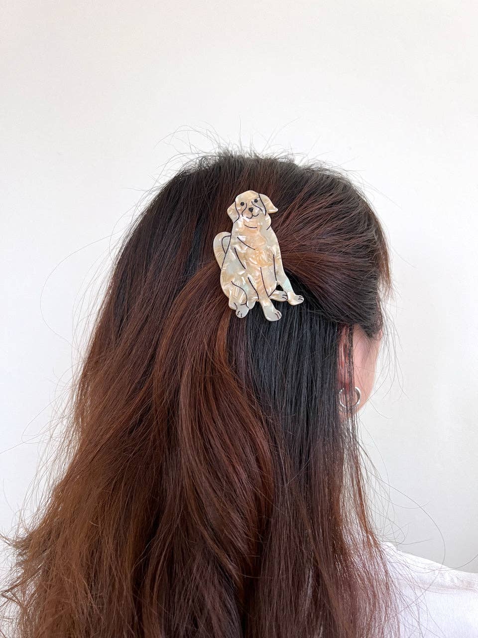 Hand-painted Golden Retriever Dog Barrette Hair Clip | Eco-Friendly