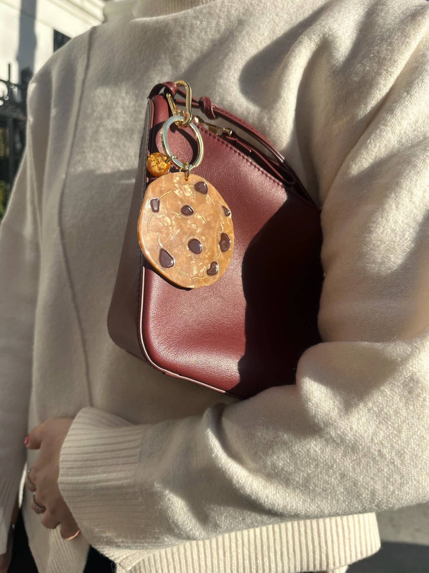 Hand-painted Chocolate Chip Cookie Bag Charm + Keychain